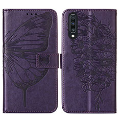 Handytasche Stand Schutzhülle Flip Leder Hülle Schmetterling Y01B für Samsung Galaxy A50S Violett
