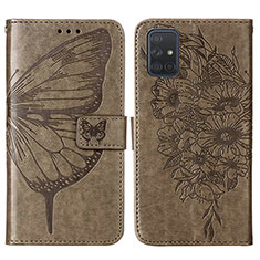 Handytasche Stand Schutzhülle Flip Leder Hülle Schmetterling Y01B für Samsung Galaxy A51 4G Grau