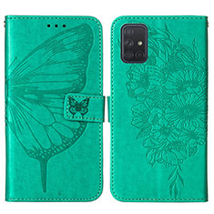 Handytasche Stand Schutzhülle Flip Leder Hülle Schmetterling Y01B für Samsung Galaxy A51 4G Grün