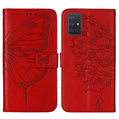 Handytasche Stand Schutzhülle Flip Leder Hülle Schmetterling Y01B für Samsung Galaxy A51 4G Rot