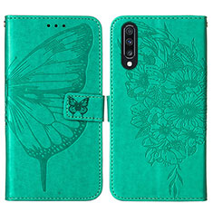 Handytasche Stand Schutzhülle Flip Leder Hülle Schmetterling Y01B für Samsung Galaxy A70 Grün