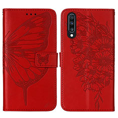 Handytasche Stand Schutzhülle Flip Leder Hülle Schmetterling Y01B für Samsung Galaxy A70 Rot