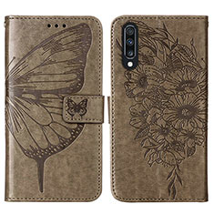 Handytasche Stand Schutzhülle Flip Leder Hülle Schmetterling Y01B für Samsung Galaxy A70S Grau