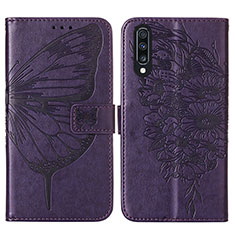 Handytasche Stand Schutzhülle Flip Leder Hülle Schmetterling Y01B für Samsung Galaxy A70S Violett