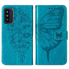 Handytasche Stand Schutzhülle Flip Leder Hülle Schmetterling Y01B für Samsung Galaxy F52 5G Blau