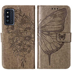 Handytasche Stand Schutzhülle Flip Leder Hülle Schmetterling Y01B für Samsung Galaxy F52 5G Grau