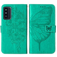 Handytasche Stand Schutzhülle Flip Leder Hülle Schmetterling Y01B für Samsung Galaxy F52 5G Grün