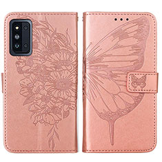 Handytasche Stand Schutzhülle Flip Leder Hülle Schmetterling Y01B für Samsung Galaxy F52 5G Rosegold