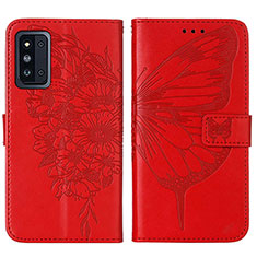 Handytasche Stand Schutzhülle Flip Leder Hülle Schmetterling Y01B für Samsung Galaxy F52 5G Rot