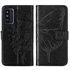 Handytasche Stand Schutzhülle Flip Leder Hülle Schmetterling Y01B für Samsung Galaxy F52 5G Schwarz