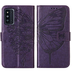Handytasche Stand Schutzhülle Flip Leder Hülle Schmetterling Y01B für Samsung Galaxy F52 5G Violett