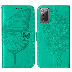 Handytasche Stand Schutzhülle Flip Leder Hülle Schmetterling Y01B für Samsung Galaxy Note 20 5G Grün