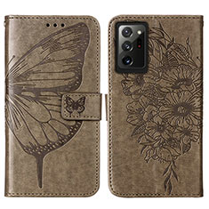 Handytasche Stand Schutzhülle Flip Leder Hülle Schmetterling Y01B für Samsung Galaxy Note 20 Ultra 5G Grau