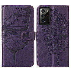 Handytasche Stand Schutzhülle Flip Leder Hülle Schmetterling Y01B für Samsung Galaxy Note 20 Ultra 5G Violett