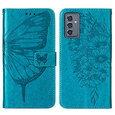 Handytasche Stand Schutzhülle Flip Leder Hülle Schmetterling Y01B für Samsung Galaxy Quantum2 5G Blau