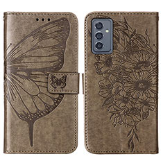 Handytasche Stand Schutzhülle Flip Leder Hülle Schmetterling Y01B für Samsung Galaxy Quantum2 5G Grau