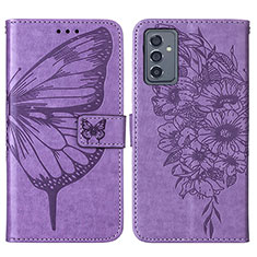 Handytasche Stand Schutzhülle Flip Leder Hülle Schmetterling Y01B für Samsung Galaxy Quantum2 5G Helles Lila