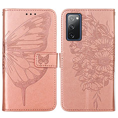Handytasche Stand Schutzhülle Flip Leder Hülle Schmetterling Y01B für Samsung Galaxy S20 Lite 5G Rosegold
