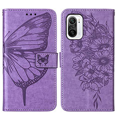 Handytasche Stand Schutzhülle Flip Leder Hülle Schmetterling Y01B für Xiaomi Mi 11X Pro 5G Helles Lila