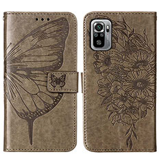 Handytasche Stand Schutzhülle Flip Leder Hülle Schmetterling Y01B für Xiaomi Redmi Note 10 4G Grau