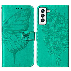 Handytasche Stand Schutzhülle Flip Leder Hülle Schmetterling Y06B für Samsung Galaxy S21 Plus 5G Grün