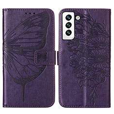 Handytasche Stand Schutzhülle Flip Leder Hülle Schmetterling Y06B für Samsung Galaxy S21 Plus 5G Violett