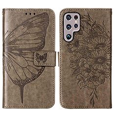 Handytasche Stand Schutzhülle Flip Leder Hülle Schmetterling Y06B für Samsung Galaxy S21 Ultra 5G Bronze