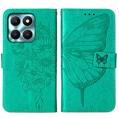 Handytasche Stand Schutzhülle Flip Leder Hülle Schmetterling YB1 für Huawei Honor X6a Grün