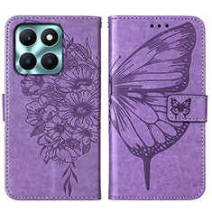 Handytasche Stand Schutzhülle Flip Leder Hülle Schmetterling YB1 für Huawei Honor X6a Helles Lila
