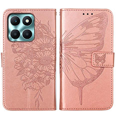 Handytasche Stand Schutzhülle Flip Leder Hülle Schmetterling YB1 für Huawei Honor X6a Rosegold