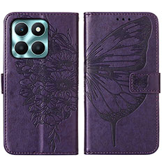 Handytasche Stand Schutzhülle Flip Leder Hülle Schmetterling YB1 für Huawei Honor X6a Violett