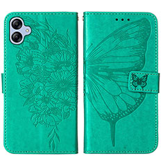 Handytasche Stand Schutzhülle Flip Leder Hülle Schmetterling YB1 für Samsung Galaxy M04 Grün