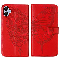 Handytasche Stand Schutzhülle Flip Leder Hülle Schmetterling YB1 für Samsung Galaxy M04 Rot