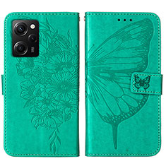 Handytasche Stand Schutzhülle Flip Leder Hülle Schmetterling YB1 für Xiaomi Redmi Note 12 Pro Speed 5G Grün