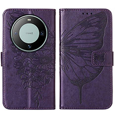 Handytasche Stand Schutzhülle Flip Leder Hülle Schmetterling YB2 für Huawei Mate 60 Violett