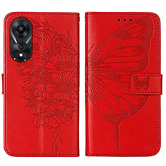 Handytasche Stand Schutzhülle Flip Leder Hülle Schmetterling YB2 für Oppo A78 5G Rot