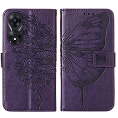 Handytasche Stand Schutzhülle Flip Leder Hülle Schmetterling YB2 für Oppo A78 5G Violett