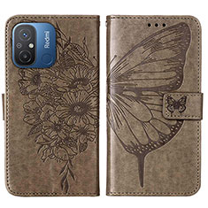 Handytasche Stand Schutzhülle Flip Leder Hülle Schmetterling YB2 für Xiaomi Poco C55 Grau