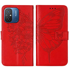 Handytasche Stand Schutzhülle Flip Leder Hülle Schmetterling YB2 für Xiaomi Poco C55 Rot