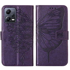 Handytasche Stand Schutzhülle Flip Leder Hülle Schmetterling YB2 für Xiaomi Redmi Note 12 5G Violett