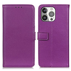 Handytasche Stand Schutzhülle Flip Leder Hülle T01 für Apple iPhone 14 Pro Violett