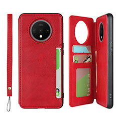Handytasche Stand Schutzhülle Flip Leder Hülle T01 für OnePlus 7T Rot
