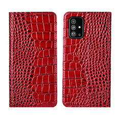 Handytasche Stand Schutzhülle Flip Leder Hülle T01 für Samsung Galaxy A51 5G Rot