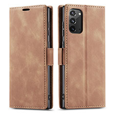 Handytasche Stand Schutzhülle Flip Leder Hülle T01 für Samsung Galaxy Note 20 5G Hellbraun