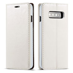Handytasche Stand Schutzhülle Flip Leder Hülle T01 für Samsung Galaxy S10 5G Weiß