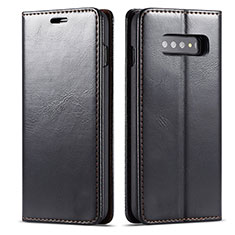 Handytasche Stand Schutzhülle Flip Leder Hülle T01 für Samsung Galaxy S10 Plus Schwarz