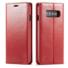 Handytasche Stand Schutzhülle Flip Leder Hülle T01 für Samsung Galaxy S10 Rot