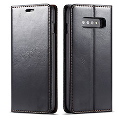 Handytasche Stand Schutzhülle Flip Leder Hülle T01 für Samsung Galaxy S10 Schwarz