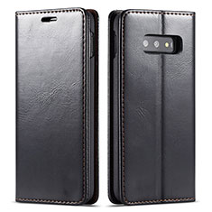 Handytasche Stand Schutzhülle Flip Leder Hülle T01 für Samsung Galaxy S10e Schwarz