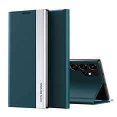 Handytasche Stand Schutzhülle Flip Leder Hülle T01 für Samsung Galaxy S21 Ultra 5G Grün